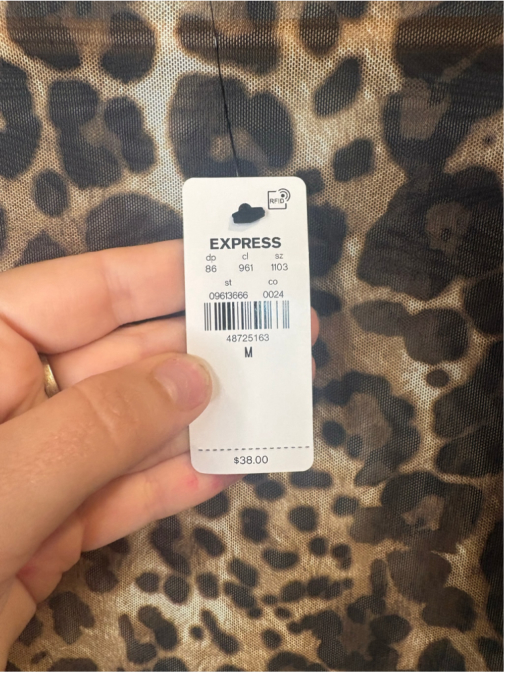 Express NWT Leopard Print Mesh Mock Neck Long Sleeve Bodysuit - Sheer Top M - Picture 4 of 6